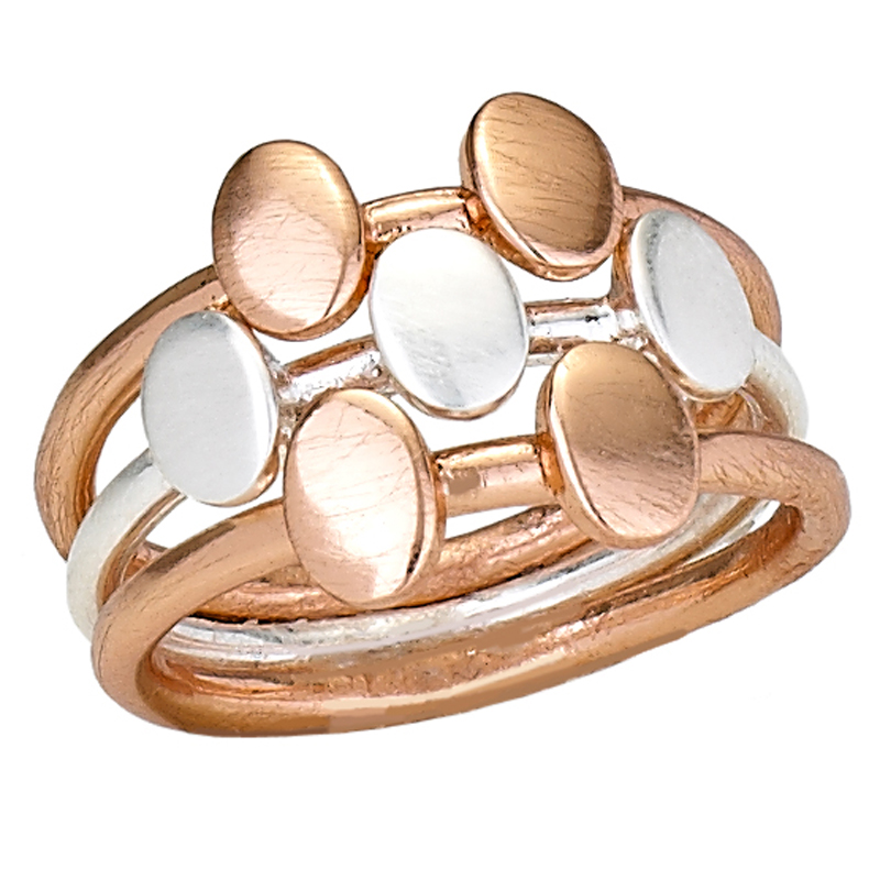 Silver Copper Flat Ball Stack Ring
