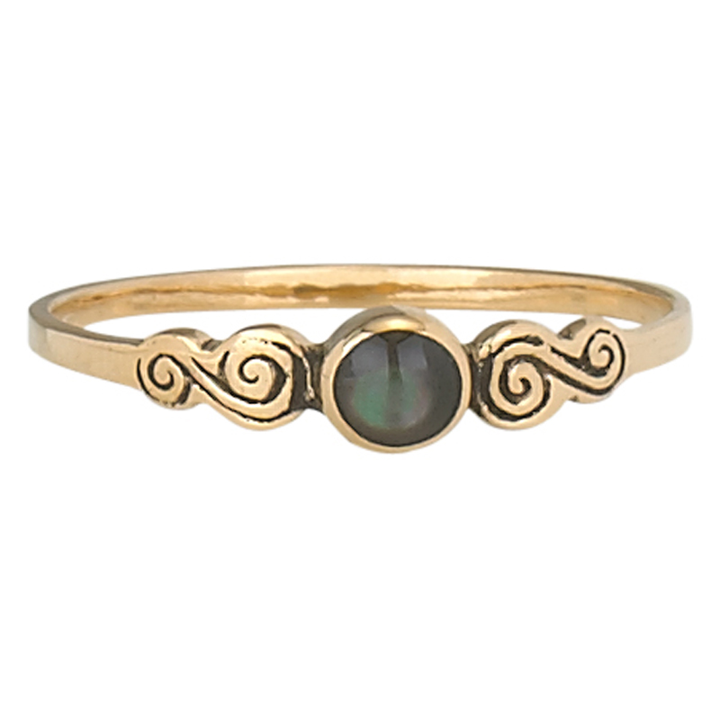 Round Onyx Small Curly Side Ring