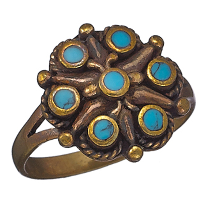 7 Turquoise Bronze Ring