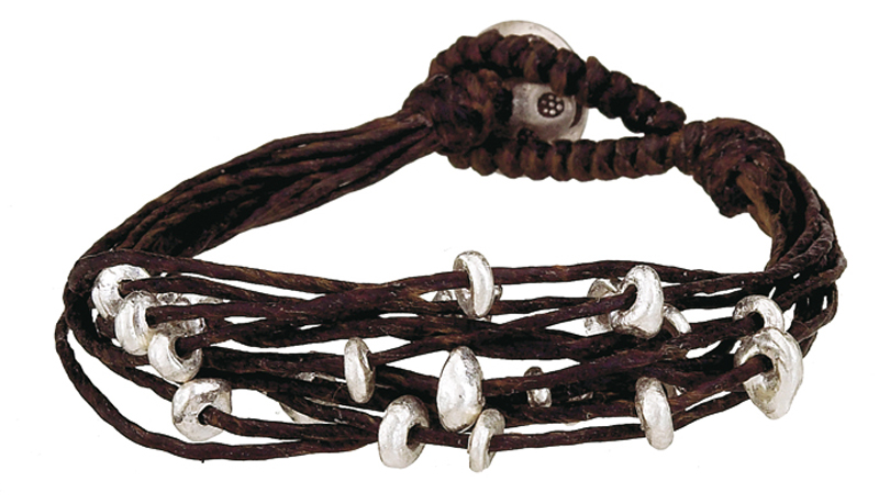 Brown Bead Linen Multi-Cord Bracelet